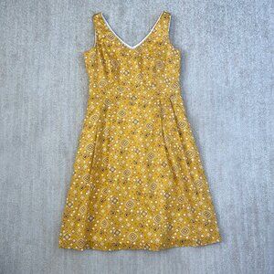 Anne Klein Yellow Sleeveless Cotton Paisley Midi Dress 8